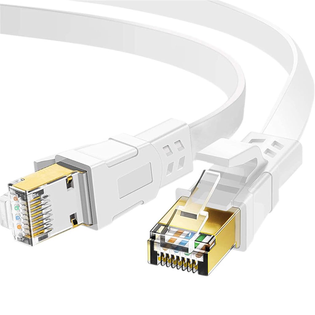 Verilux 6.6ft CAT8 Ethernet Cable High Speed Shielded Flat Internet Cable UV Resistant Ethernet Cable for Router/Xbox/IP Cam/Modem Verilux 6.6ft CAT8 Ethernet Cable High Speed Shielded Flat Internet Cable UV Resistant Ethernet Cable for Router/Xbox/IP Cam/Modem